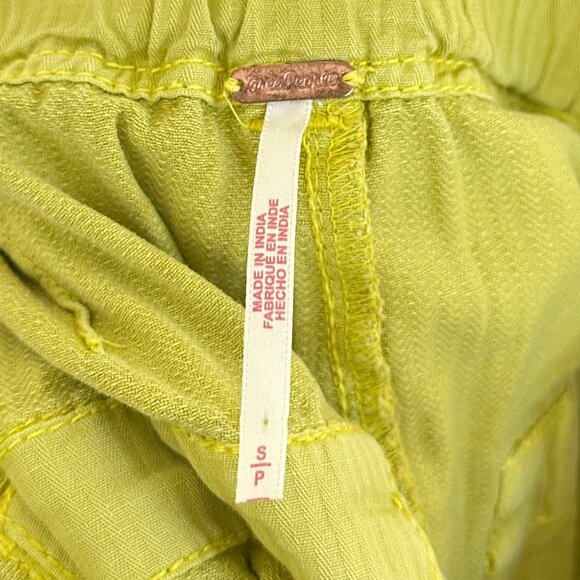 FREE PEOPLE Tahiti Herringbone Cargo Pants in Citronelle Size Small - Picture 7 of 11